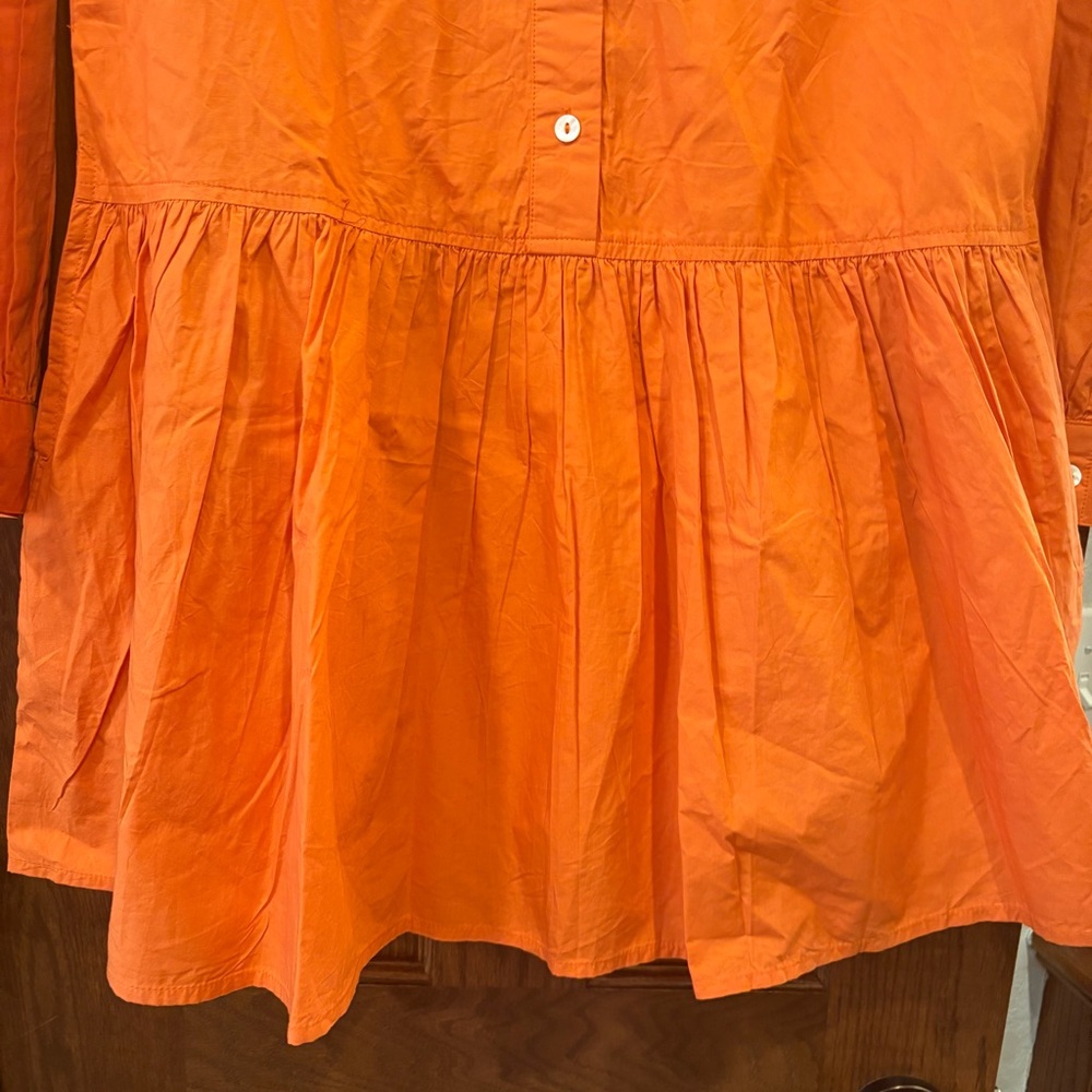 Caryn Lawn NWT $182 Cotton Pleated Drop Waist Dress OSFM Pockets Burnt Orange - Picture 5 of 9